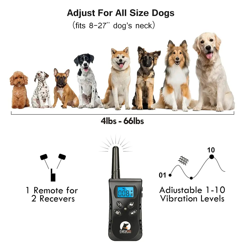 PaiPaitek No Shock Dog Training Collar with Remote, Lightest Vibration Collar for Small Dogs Rechargeable, 1600ft Range