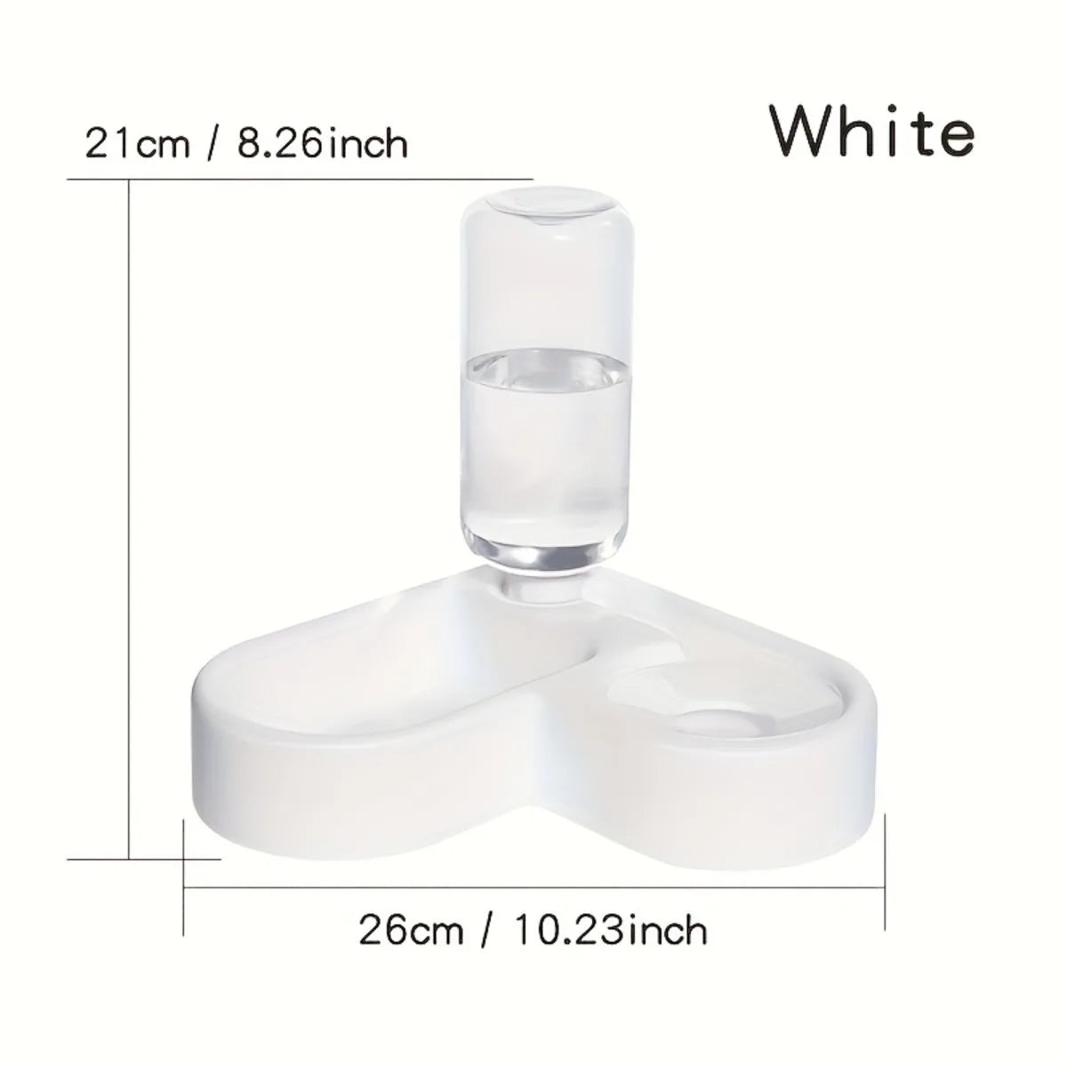 Pet Food and Water Bowl Combo Automatic Water Dispenser Anti-Spill Corner Design Plastic for Cats No Battery