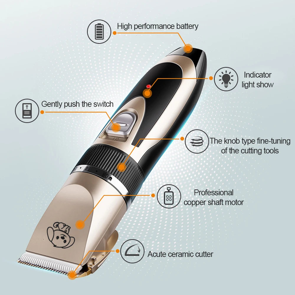 Pet Clipper Grooming Kit Rechargeable Pet Hair Trimmer Shaver Haircut Set For Cat Dog Hair Cutting Remover Machine Professional